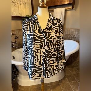 H&M Richard Allen Black and White Button Down Shirt size 6